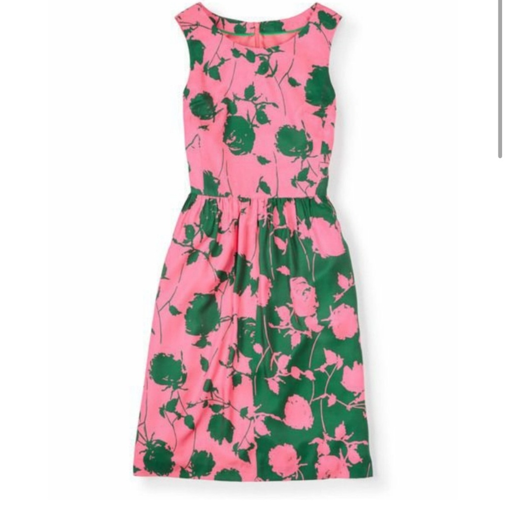 Boden Pink Green Floral Sleeveless Sylvia Dress